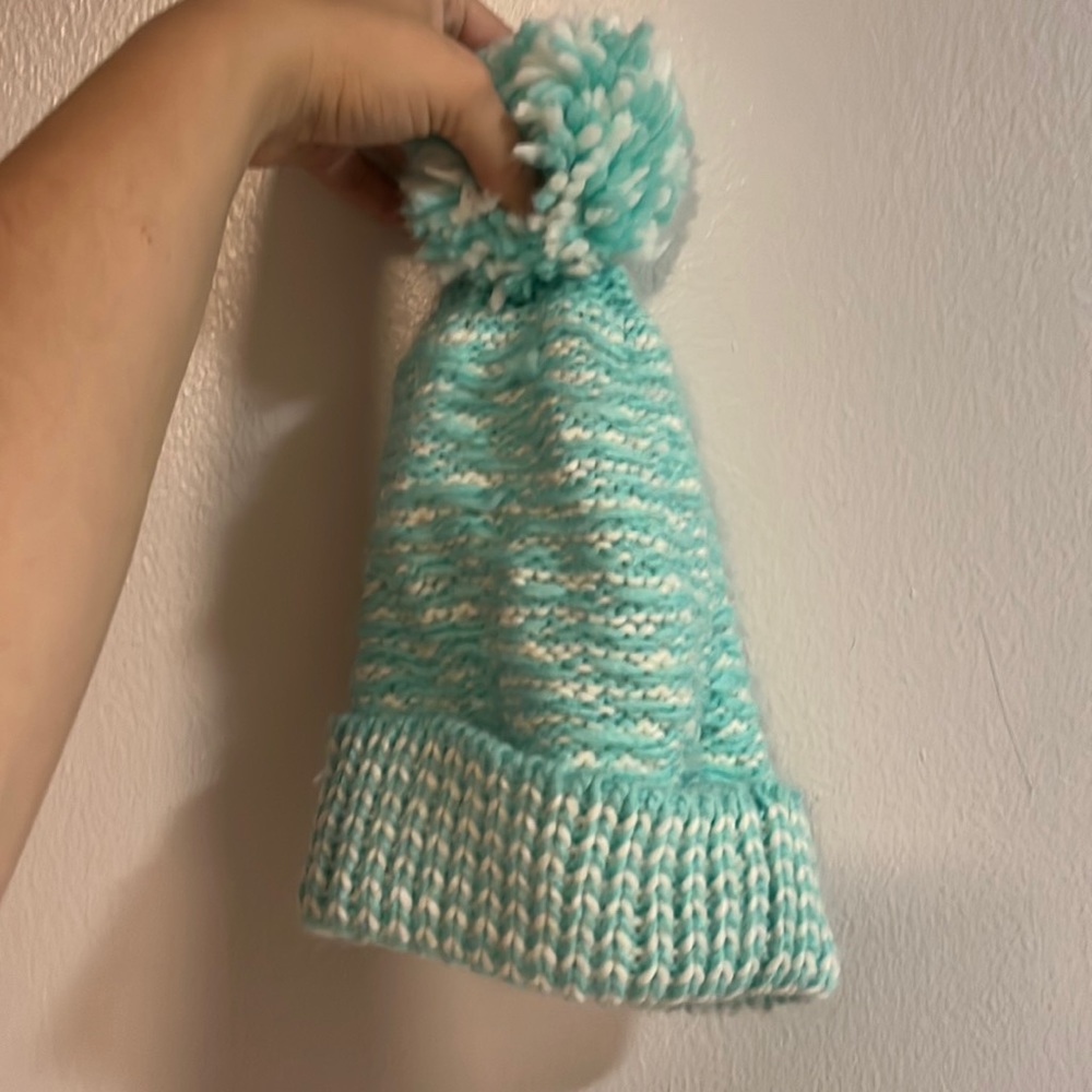 Light blue and white beanie